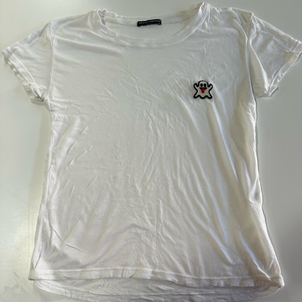 Brandy Melville White Tee with Graphic Patch